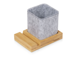 Подставка для ручек и телефона из бамбука «Takeshi», Цвет натуральный, серый