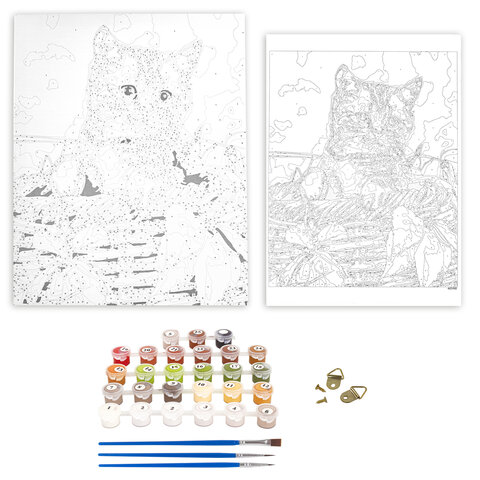 Картина по номерам 40х50 см, ОСТРОВ СОКРОВИЩ "Котёнок", на подрамнике, акриловые краски, 3 кисти, 662468