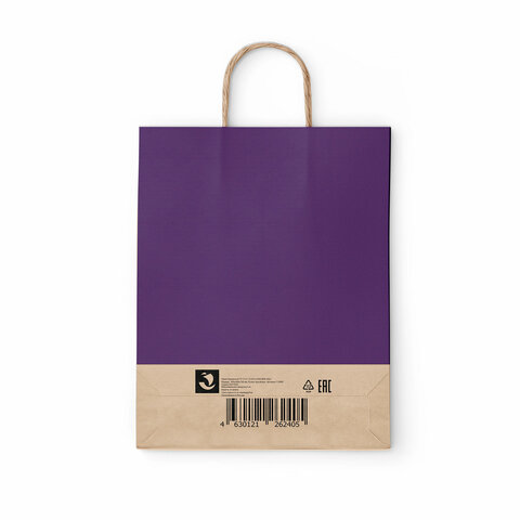 Крафт-пакет бумажный "Dark violet" 26х15х35 см, с кручеными ручками, 80 г/м2, моноцвет, 112405