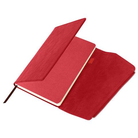 Ежедневник датированный 2026, А5, 145х213 мм, BRAUBERG "Jacket", под кожу, клапан, держатель, красный, 117401