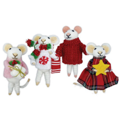 Украшение ёлочное (1шт) "Мышка", 6х5х13 см, фетр, хлопок, ассорти 4 дизайна, ЗОЛОТАЯ СКАЗКА, 592422