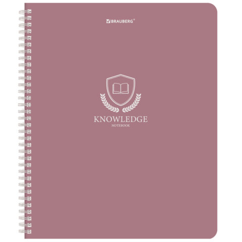 Тетрадь А5, 48 л., BRAUBERG, гребень, клетка, матовая ламинация, "Knowledge" (микс в спайке), 405324