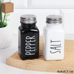 Набор для специй 2 предмета / NSP-045 /уп 100/ Стекло/ Черно-белый