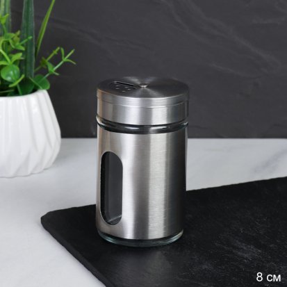 Емкость для специй 8 см с окном / L-100-15 /уп 12/144/ нерж