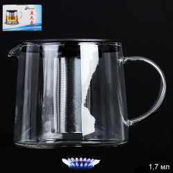 Чайник 1700 мл жаропрочное стекло / YG-J529 /уп 24/* с нейлоновой крышкой