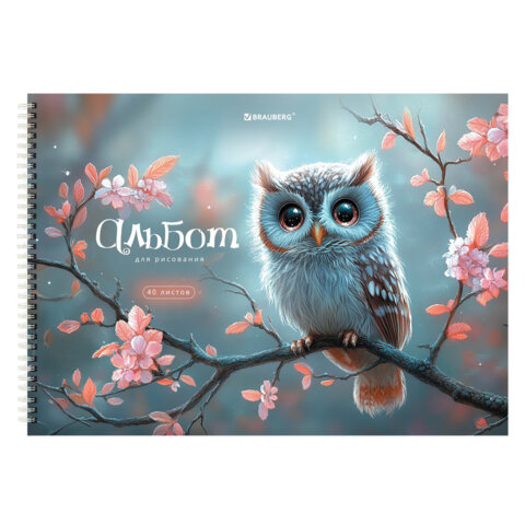 Альбомы для рисования ДЭК, А4, 40 л., КОМПЛЕКТ 2 шт., гребень, обложка картон, BRAUBERG, 200х290 мм, "Лесные друзья", 107746