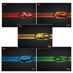 Альбом для рисования А4 40 л., скоба, выборочный лак, HATBER, 205х290 мм, "AutoCarbon", 085129, 40А4вмВ