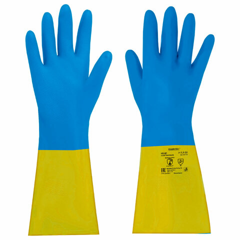 Перчатки латексно-неопреновые КЩС ULTRA NEOPRENE химически устойчивые, х/б напыление, р-р 7-7,5 S (малый) RABBITEX (РАББИТЕКС) 701113