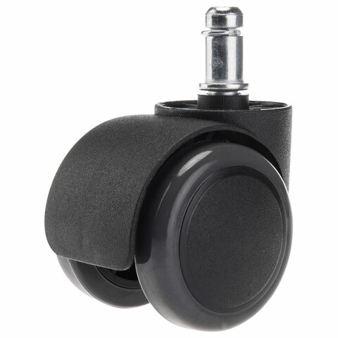 Колеса (ролики) для кресла, прорезиненные, КОМПЛЕКТ 5 шт., шток d 11 мм, черные, в пакете, WBZ, 533083