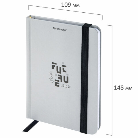 Блокнот с резинкой в клетку 96 л., МАЛЫЙ ФОРМАТ А6, 109х148 мм, твердая обложка, BRAUBERG, "Future", 116332