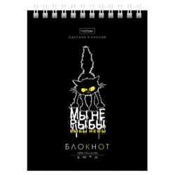 Блокнот МАЛЫЙ ФОРМАТ А6, 40 л., гребень, картон, клетка, HATBER, "Проект "Капланопись", 090639, 40Б6В1гр
