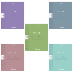 Тетрадь обложка пластик, 24 л., клетка, HATBER, Color Set (микс в спайке), 092030, 24Т5В1пл