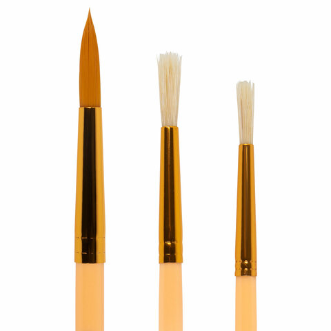 Кисти НАБОР 15 шт. (ПОНИ – 9 шт., СИНТЕТИКА – 4 шт., ЩЕТИНА – 2 шт.) BRAUBERG KIDS, 201081