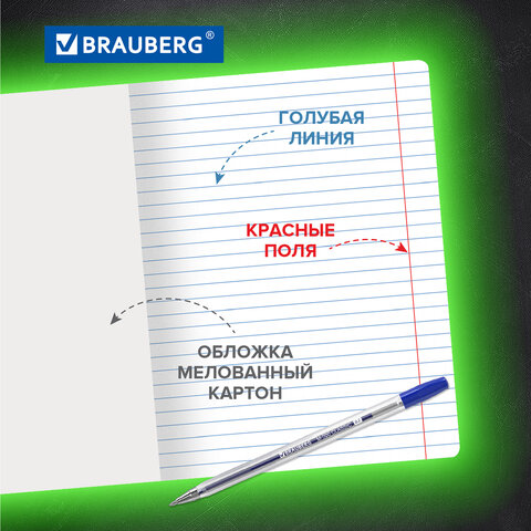Тетради 18 л. КОМПЛЕКТ 10 шт. BRAUBERG "КЛАССИКА", линия, обложка картон, СИНЯЯ, 106660