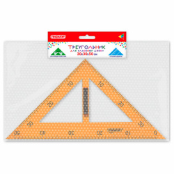Треугольник прямоугольный для классной доски, пластиковый 30х30х50см, с держателем, ПИФАГОР, 210875