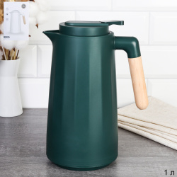 Термос-кувшин 1 л с деревянной ручкой Грани / KL-919 /уп 20/ Темно-Зеленый
