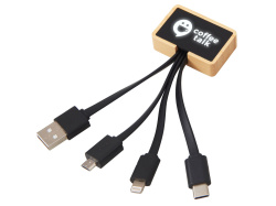 Кабель 3-в-1 с подсветкой лого «Reedia S6», Цвет черный/натуральный