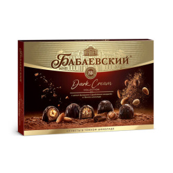 Набор конфет БАБАЕВСКИЙ "Dark Cream Collection" с фундуком и дробленым миндалем, 200 г, ББ12694