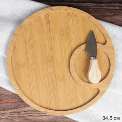 Доска разделочная и нож для сыра 35 см / WE-509 /уп 48/ дерево
