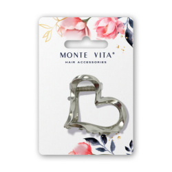 Краб для волос, 6 см, серебристый, MONTE VITA (МОНТЕ ВИТА), 458822