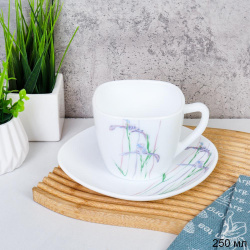 Чайная пара 2 предмета 250 мл квадратная / GRAY-FXB220/FBD220-6A (6530) /уп 48/