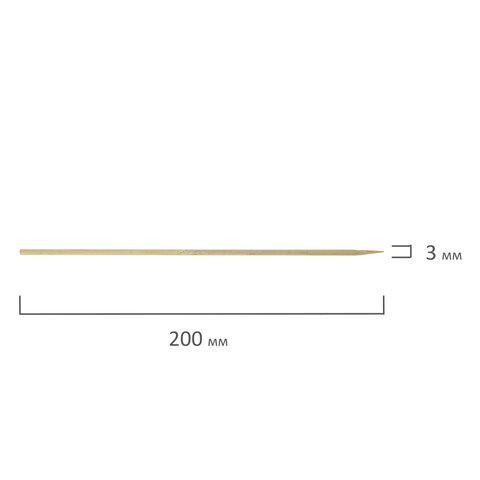 Шпажки-шампуры для шашлыка бамбуковые 200 мм, 100 штук, WELDAY, 607570, 67