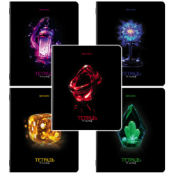 Тетради ДЭК А5 48 л. КОМПЛЕКТ 5 шт. BRAUBERG, скоба, клетка, глянцевый лак, "SHADE", 404936