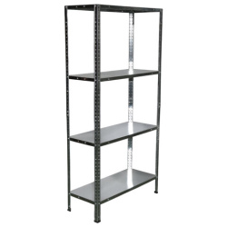 Стеллаж металл BOOMHOUSE (БУМХАУС) 1500x750x300 мм, 4 полки, нагрузка на стеллаж до 120 кг, серебристый, 291418