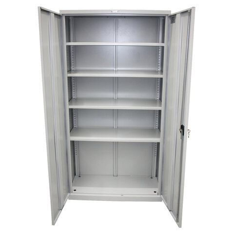 Шкаф металлический офисный BRABIX "MK 18/91/37", 1830х915х370 мм, 45 кг, 4 полки, разборный, 291135, S204BR180102