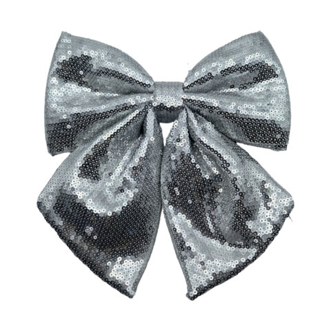 Украшение ёлочное 20х22см, "Бант с пайетками", полиэстер, серебро, ЗОЛОТАЯ СКАЗКА, 592481