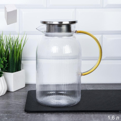Кувшин 1600 мл стеклянный / LCWJ-7246 /уп 36/ Металлическая крышка