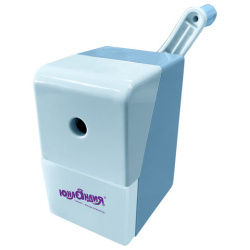 Точилка механическая ЮНЛАНДИЯ "Пастель", для чернографитных и цветных карандашей, корпус голубой, 272001