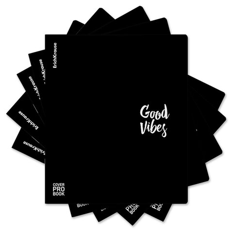 Тетрадь обложка пластик, А5, 48 л. скоба, клетка, ERICH KRAUSE "Words", черный (микс в спайке), 61951