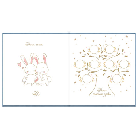 Фотоальбом-анкета детский 23х25 см, 32 листа, стикеры, открытка, конверт, голубой бархат, BRAUBERG, 391420