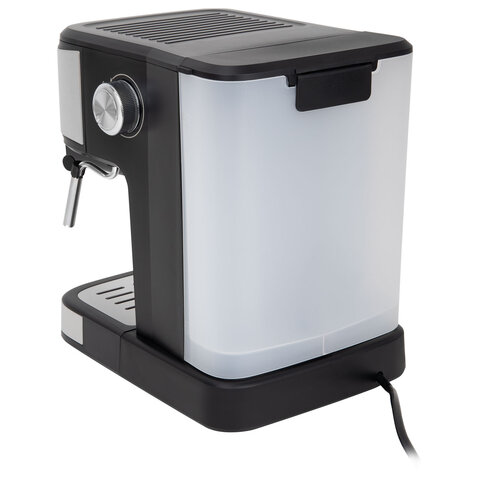 Кофеварка рожковая ручной капучинатор SONNEN CM8501, 1100 Вт, 1,5 л, 15 бар, черная/серебро, 456335