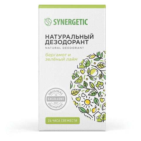 Дезодорант 50 мл SYNERGETIC "Бергамот - зеленый лайм", роликовый, натуральный, 300016