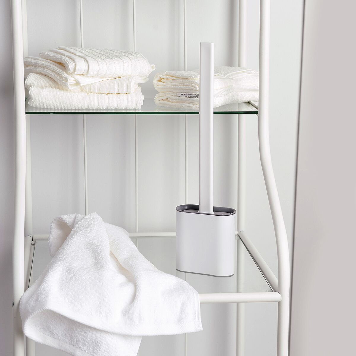 Гибкий силиконовый ёрш для туалета белый, подвесной