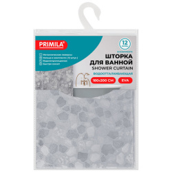 Шторка для ванной EVA, 180х200 см, кольца в комплекте, СЕРАЯ ЛЕДЯНАЯ СВЕЖЕСТЬ, PRIMILA (ПРИМИЛА), 700101
