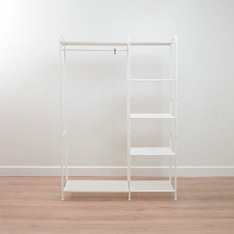 Вешалка-стеллаж "Валенсия-1", 1555х1090х300 мм, 7 полок, металл, белая, ГСВ1 Б