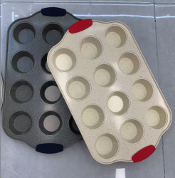 Форма для выпечки кексов и капкейков 12 ячеек ручки силикон / RSD-928 /уп 30/ 0.48/