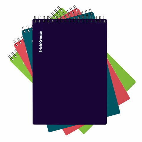 Блокнот МАЛЫЙ ФОРМАТ А6, 102х146 мм, 80 л., спираль, пластик, клетка, ERICH KRAUSE, "Reef", 63649