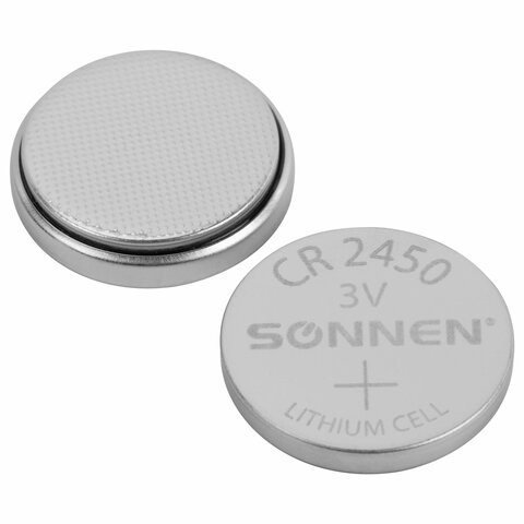 Батарейки литиевые SONNEN Lithium CR2450, "таблетки, дисковые, кнопочные", КОМПЛЕКТ 5 шт., блистер, 457144
