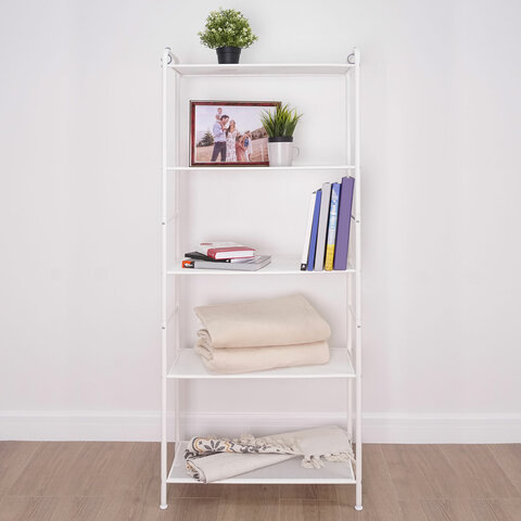 Стеллаж на металлокаркасе "Валенсия-25", 655х300х1555 мм, 5 полок, белый, СТВ25 Б