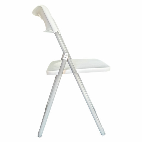 Стулья складные BRABIX "Golf Lite CF-017", КОМПЛЕКТ 4 шт., серебристый каркас, пластик, белый, 533035