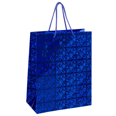 Пакет подарочный 26x13x32 см (L), НАБОР 4 шт., 4 дизайна, голография, ЗОЛОТАЯ СКАЗКА, 609734