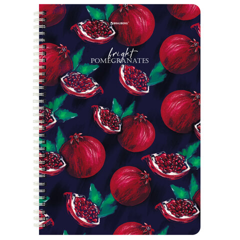 Тетради КОМПЛЕКТ 2 шт., А4, 96 л., BRAUBERG гребень, клетка, глянцевый лак, "Гранаты", 404389