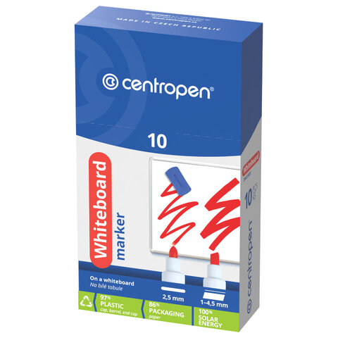 Маркер стираемый для белой доски ЧЕРНЫЙ CENTROPEN "Dry-Wipe", 8569, наконечник 1-4,5 мм, 585690112