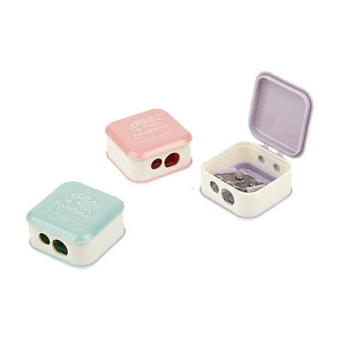 Точилка BRUNO VISCONTI "FLOWER PASTILA", с контейнером, 2 отверстия, пластиковая, ассорти, 35-0072