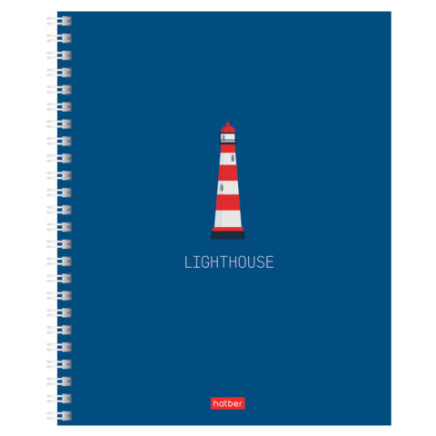 Тетрадь А5 96л. HATBER гребень, клетка, Soft-touch ламинация, Lighthouse (микс в спайке), 089770, 96Т5лВ1гр