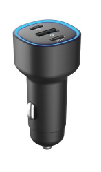 АЗУ 60W, Type-Cx2+USB, PD, QC, black, OLMIO